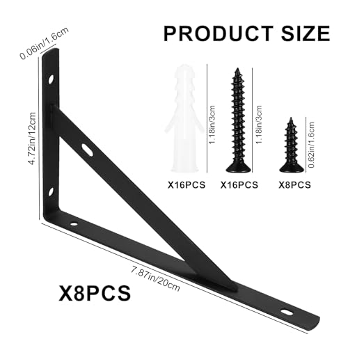 8 Pieces Shelf Brackets Heavy Duty, Wall Mounted Triangle Shelving Brackets - Image 2