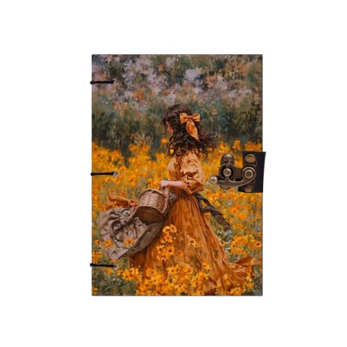 Image of Sunflower Bow Girl Diary Notebook 7x5 Inch 160 Pages Unruled Journal for Notes