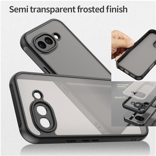 BOKYAS Funda Mate para Google Pixel 10a – Carcasa Antigolpes Grado Militar, Parte Trasera Translúcida de PC y Borde Suave de TPU, Agarre Cómodo – Negro - imagen 5