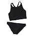 Cupshe Fashion Women's Black High Neck Tank Bikini Bathing Suit, Black, Medium