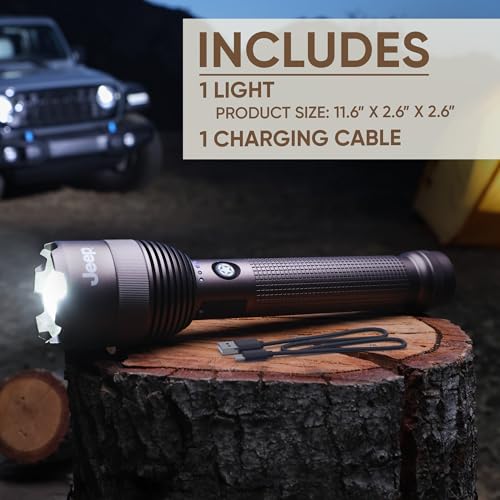 Energizer Jeep High Lumen-10000 Flashlight Recharegeable, Ultra Bright 10,000 Lumens Tactical Flashlight, IPX4 Water-Resistant, USB-C Cable Included by Energizer - Image 6