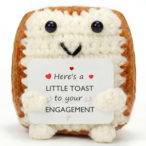 Aruigu Funny Engagement Gifts for Couples Handmade Emotional Support Crochet Toast Engaged Decoration Engagement Congratulations Present for Colleague Friends Neighbour Family