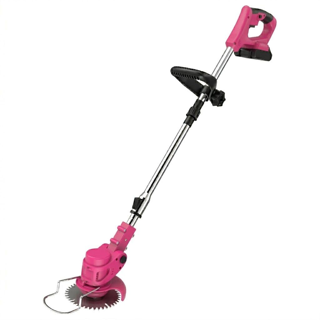 21V Cordless Strimmer, 700W Grass Trimmer with 2x 2000mAh Batteries, Lightweight Foldable Battery Strimmers Cordless with 26 Blades,90° Adjustable Head for Garden Lawn Weeding - Fuchsia