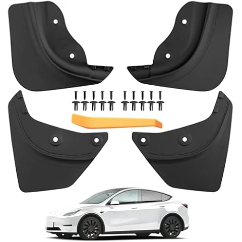 EYPINS Mud Flaps for Tesla Model Y - All Weather Protection Mud Guards Mudflaps, 4 PCS Splash Guards Fenders for 2020-2024 Model Y Accessories, No Drilling, Softer Cover