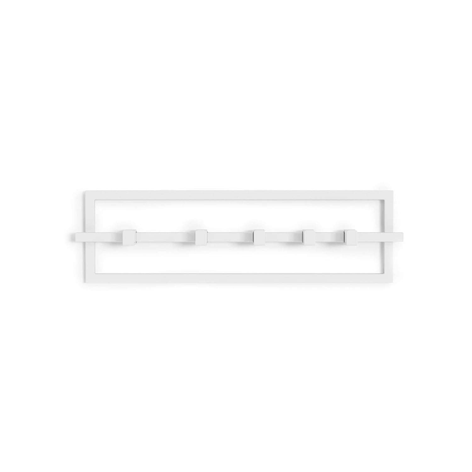 Wintem Wandgarderobe mit 5 Haken aus weißem Stahl, 53 x 6 x 15 cm, platzsparend, ideal zum Aufhängen von Jacken oder Mänteln im Schlafzimmer oder Eingangsbereich – Tragfähigkeit bis 2,2 kg pro Haken