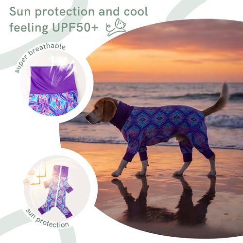 Image of Dog Anxiety Relief Pajamas, Dog Sun Protection UV Shirt for Medium Small Large Dogs, Breathable UPF 50+ Pet Clothes for Outdoor, Travel, Beach Gear