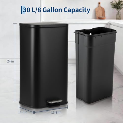Caneca de basura rectangular de 8 galones con pedal y tapa suave miniatura 2
