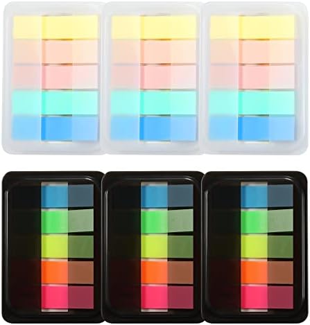AIEX 600pcs Sticky Index Tabs with Base Box, PET Material Multicolored Plastic Page Markers Page Flags Writable Tabs for Annotating Books for Highlighting Folders Notebooks (Pull-Out Design)