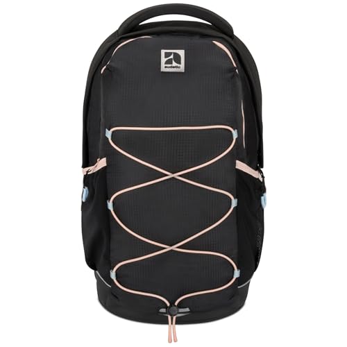 AUDETIC Schulrucksack Teenager Schwarz Rosa - AERO Backpack - Schulranzen für Jungen & Mädchen - 21 Liter - Ergonomischer Rucksack mit vielen Fächern für Schule & Freizeit - Wasserabweisend