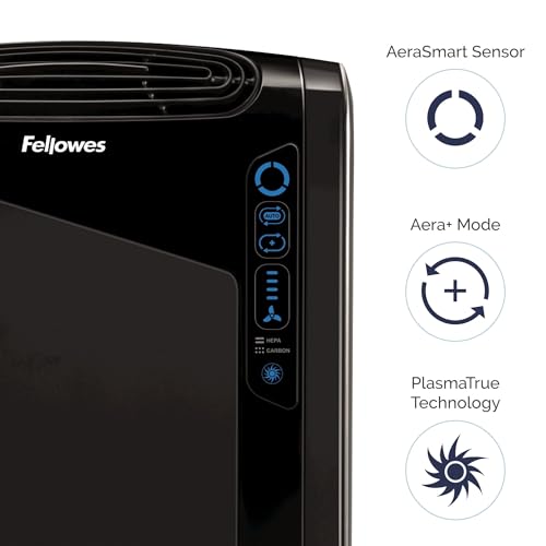 Image of Fellowes AeraMax 290 Air Purifier Mold, Odors, Dust, Smoke, Allergens and Germs with True HEPA Filter and 4-Stage Purification, Large Room 300-600 sq. ft., Black