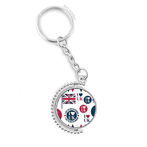 Porte-clés Royaume-Uni haut de gamme Union Jack rotatif