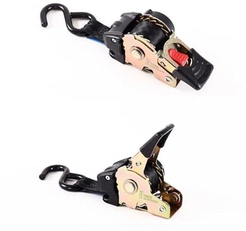 Lot de 2 Sangles à cliquet avec Enrouleur rétractable Automatique Noire