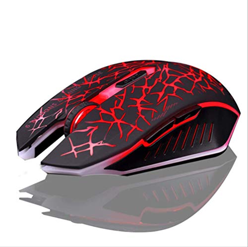Ratón óptico recargable ideal para largas sesiones de juego y setups gaming en rojo
