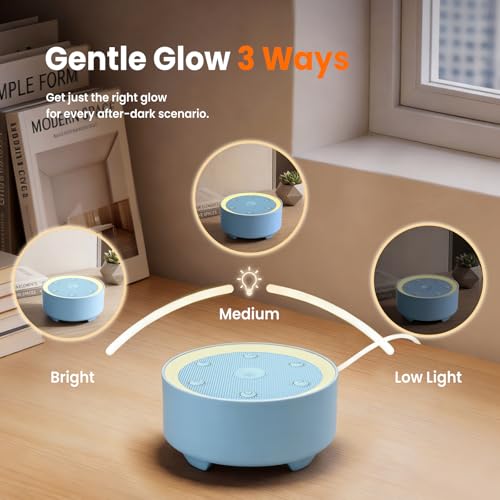 Image of Kipcush White Noise Machine for Sleeping, Baby & Adults, High-Fidelity Non-Looping Sounds, Sleep Sound Machine with Dimmable Night Light, USB Powered, Memory Function, Home, Nursery & Travel