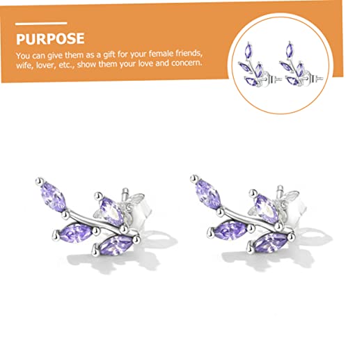 Boucles d'oreilles branche violette en argent hypoallergénique