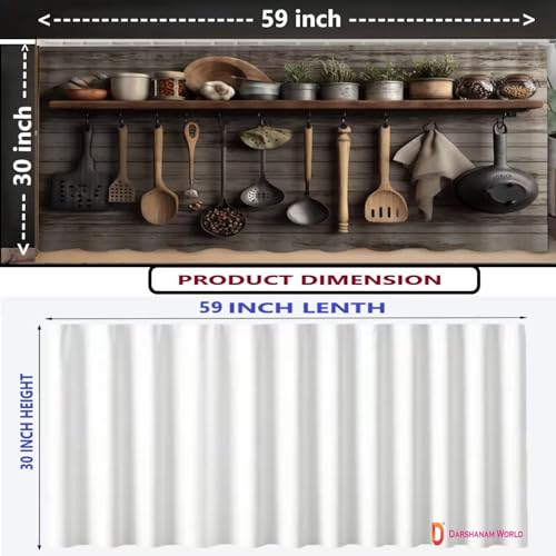 Image of DARSHANAM WORLD Modern Printed Kitchen Sink Curtain | Kitchen Under Sink Curtain | Decorative Cabinet Cover | Washable & Dustproof (1, Spatula)