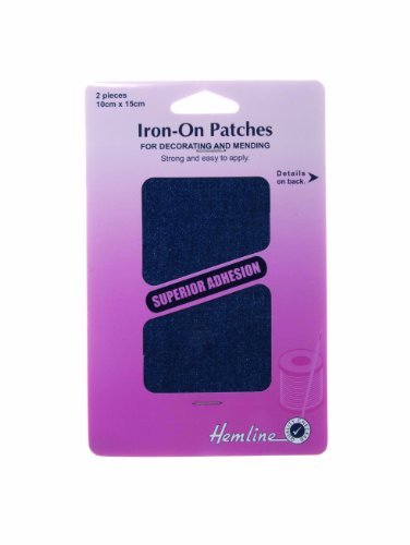Hemline Réparation thermocollante en coton sergé Mid Denim 10 x 15 cm