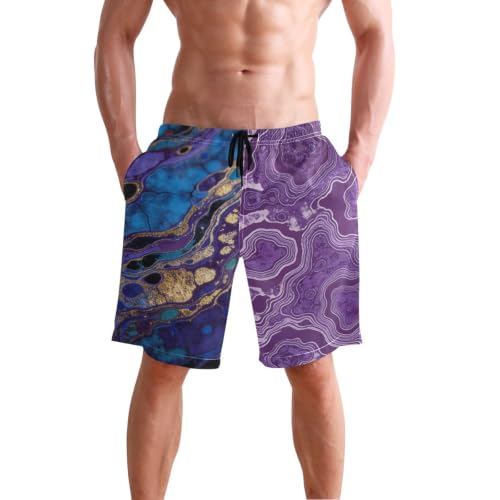 Short de bain décontracté pour homme violet running et vagues 22,9 cm