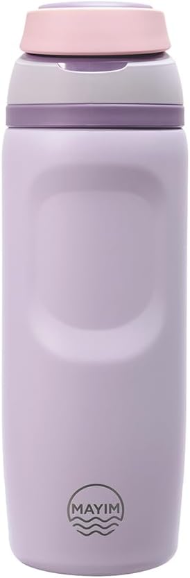 Mayim Swift-Sip Insulated Water Bottle 26 oz, Leakproof One-Hand Open Lid, Patented Easy-Sip Spout, Vacuum Insulated Stainless Steel, Locking Carry Handle, Fits Cup Holder, BPA Free (Soft Lavender)