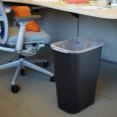 rubbermaid commercial wastebasket trash container 41qt1025 gal plastic black stackable trash can for bedroombathroomoffice fits under desksinkcabinet