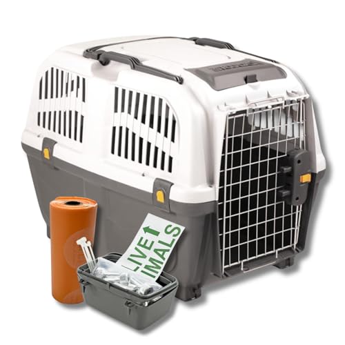 Trasportino Skudo Compatibile Iata Gatto Cane Rigido Accessorio da viaggio Animali Porta in Ferro Fessure Conforme agli Standard Aereo (4+KIT (68x48x51h) + Kit)