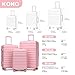 Kono Expandable 28 Inch Large Checked Luggage: ABS+PC Hardside Trolley Travel Case - Hard Shell Suitcase with TSA Lock, Cream/Pink