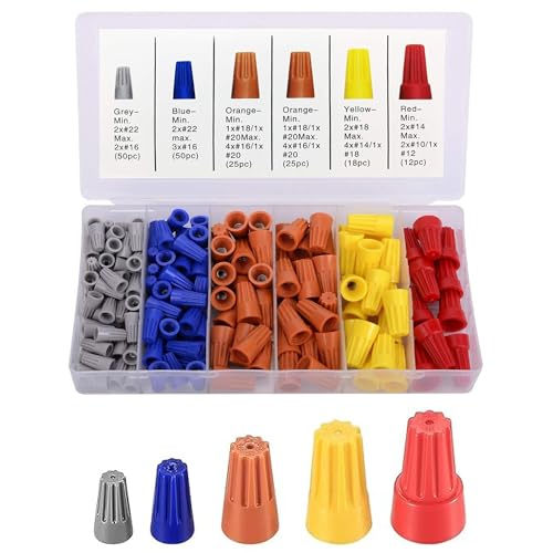 Image of Bellox 180 PCS Wire Connectors, Insulating Insert Twist Electrical Wire Connectors with Spring, Portable Wire Caps for Quick Connection, Colorful And Different Size Wire Caps