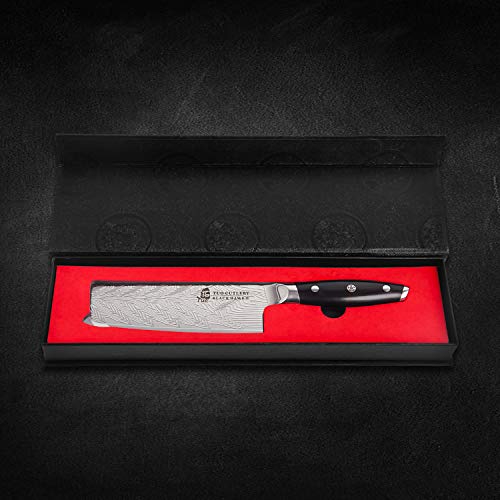 TUO Nakiri Knife - Vegetable Cleaver Knife 6.5-inch High Carbon Stainless Steel - Japanese Kitchen Knives with G10 Full Tang Handle - Black Hawk-S Knives Including Gift Box