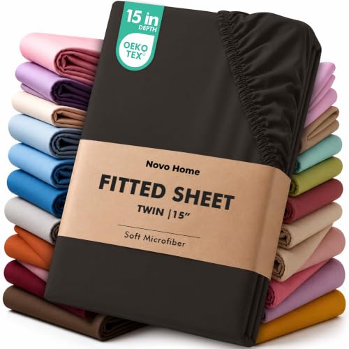 Novo Home Twin Fitted Sheet Deep Pocket 15 Inch Soft Microfiber
