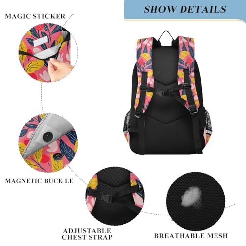 waterproof backpack kids 8-12: large capacity bookbag for book bags for teenage girls boys in assorted colors - Plant Strawberry3