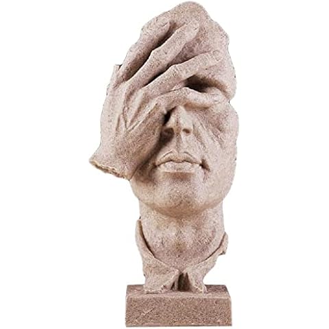 DOUBLETOP Resin Character Sculptures Close Your Eyes And Cover Your Face American Style Simple Art Retro Style Decoration Modern Home Office Ornaments Goliday Gifts (Sandstone Color) Cover