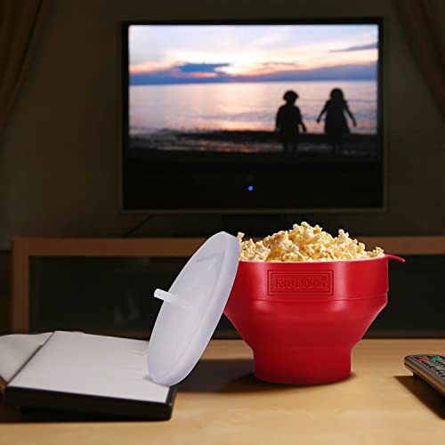 The Original Korcci Microwaveable Silicone Popcorn Popper, Bpa Free Microwave Popcorn Popper, Collapsible Microwave Popcorn Maker Bowl, Dishwasher Safe - Red #TOP6