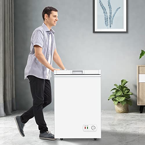 Lifeplus Chest Freezer, 3.5 Cubic Feet Small Deep Freezer W/Removable Basket & Wheels, Super Quiet & Energy Saving, Top Open Loading Compact Box Freezer For Meat Breast Milk, Mini #TOP7