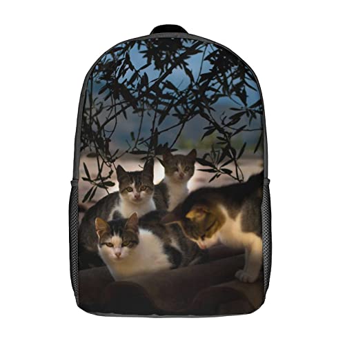 Sac d'école unisexe Cat Classic pour ordinateur 17 pouces imprimé en 3D