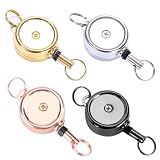 HYFZOD 4Pcs Portachiavi Retrattile, Portabadge Allungabile, Portachiavi con Corda Allungabile, Retrattile Bobina Badge, Portachiav Retrattie Allungabi Portas Badge, per Medici, Chi Lavora In Ufficio