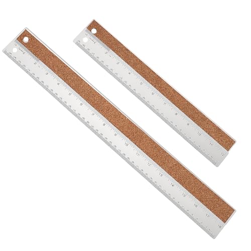 Metal Ruler 12+18 Inch Stainless Steel Ruler with Cork Backing