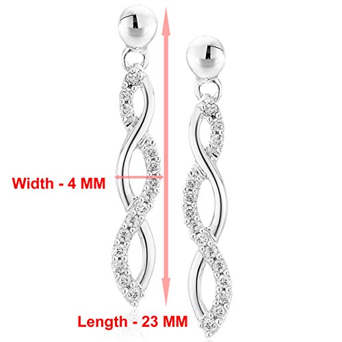 1/4 cttw Diamond Infinity Dangle Earrings .925 Sterling Silver 1 Inch Push Backs3