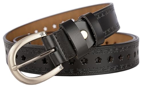 UTOWO Women Hollow-Out Floral-Leather-Belt for Jeans Pants Adjustable Hole-Belt with Pin Buckle2