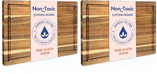 Image of Non-Toxic Acacia Wood Cutting Board, Mineral Oil & Plastic Free, 16x11 in (Pack of 2)