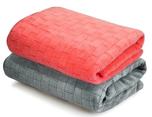 Image of Cortina Solid Towels for Bath Set of 2 (70 x 140 cm) 300 GSM Microfiber Bath Towels, Ultra Soft, Highly Absorbent & Quick Dry for Gym, Beach & Bathroom Towels for Men, Women & Kids (Marron /Grey)
