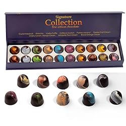 Signature Collection 20-Piece Luxury Artisan Chocolate Bonbon Gift Box – Handcrafted Gourmet Assorted Chocolates with Pralines, Truffles & Fruit Creams – Elegant Gift for Thank You, Anniversary