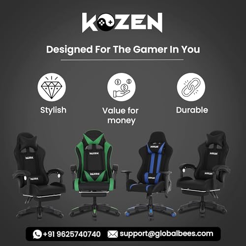 KOZEN Gaming Chair with Retractable Padded Footrest, 135 Recliner Chair | Ergonomic Chair with Premium PVC Fabric, Computer Chair with Adjustable... - Image 7