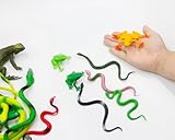 Pinowu 14Stk Realistisch Gummi Schlangentiere, 1 Eidechse 4 Frosch Spielzeug 9 Falsche Schlangen Sortiert für Garten Vögel erschrecken Halloween Gefälligkeiten der Partei