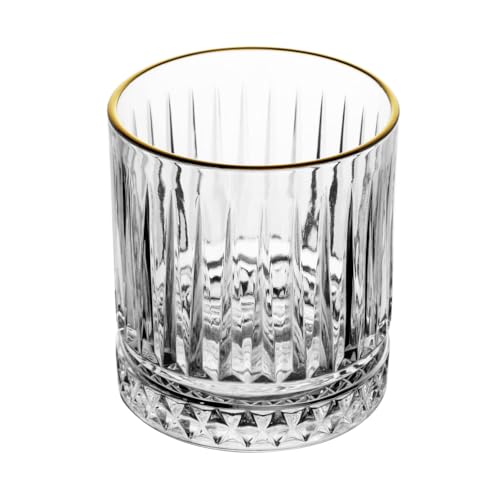 LYOR - Copo de Cristal com Fio de Ouro Deli Diamante 330ml - Ideal para Whisky e Destilados Finos