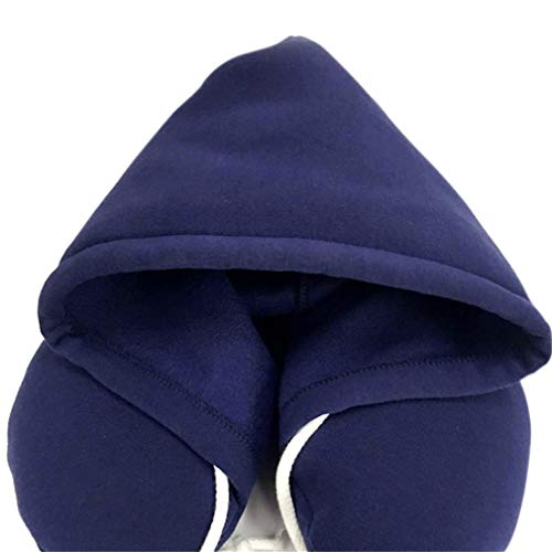 Nunubee Almohada Multifuncional De Felpa para El Cuello Almohada Multifuncional Almohada con Capucha Siesta En Forma De U Almohada Cervical Azul