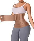 FeelinGirl Waist Trainer for Women Trimmer Belt Waist Cincher Tummy Wrap Plus Size Body Shaper (One Size, Pink Brown)