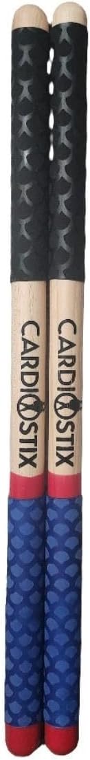CardioStix 8.5oz Cardio Drum Sticks Per Set (1 Pair of Sticks Only) Weighted Double Grip Premium American Hickory Wood (Patriotic) - 1 Pair sticks only/no bag