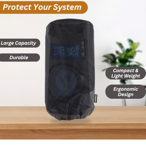 Image of Dust Cover for Speakers, Dust & Water Proof Dimensions 36-inch Height & 16-inch Diameter Suitable for (MHC-V73D, MHC43D, MX Series, PartyBox 710)(SC Round BLACK-101) - Black