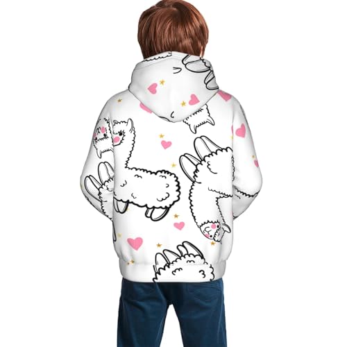 Alpacas and Hearts Kid Hoodies Boys Sweatshirts Girls Pullover with Pocket4