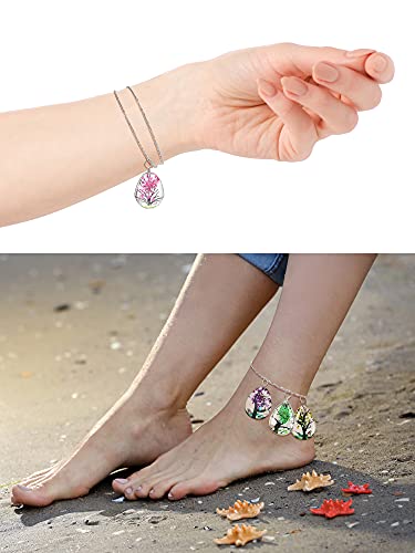 36 Pieces Lacework Transparent Resin Beads Necklace Pendant Mixed Colors Dried Flower Tree Resin Bead Pendant Charm Beads Bracelet Making Kit For Girls Diy Jewelry Crafts (Drop Shape, Oval Shape) #TOP4